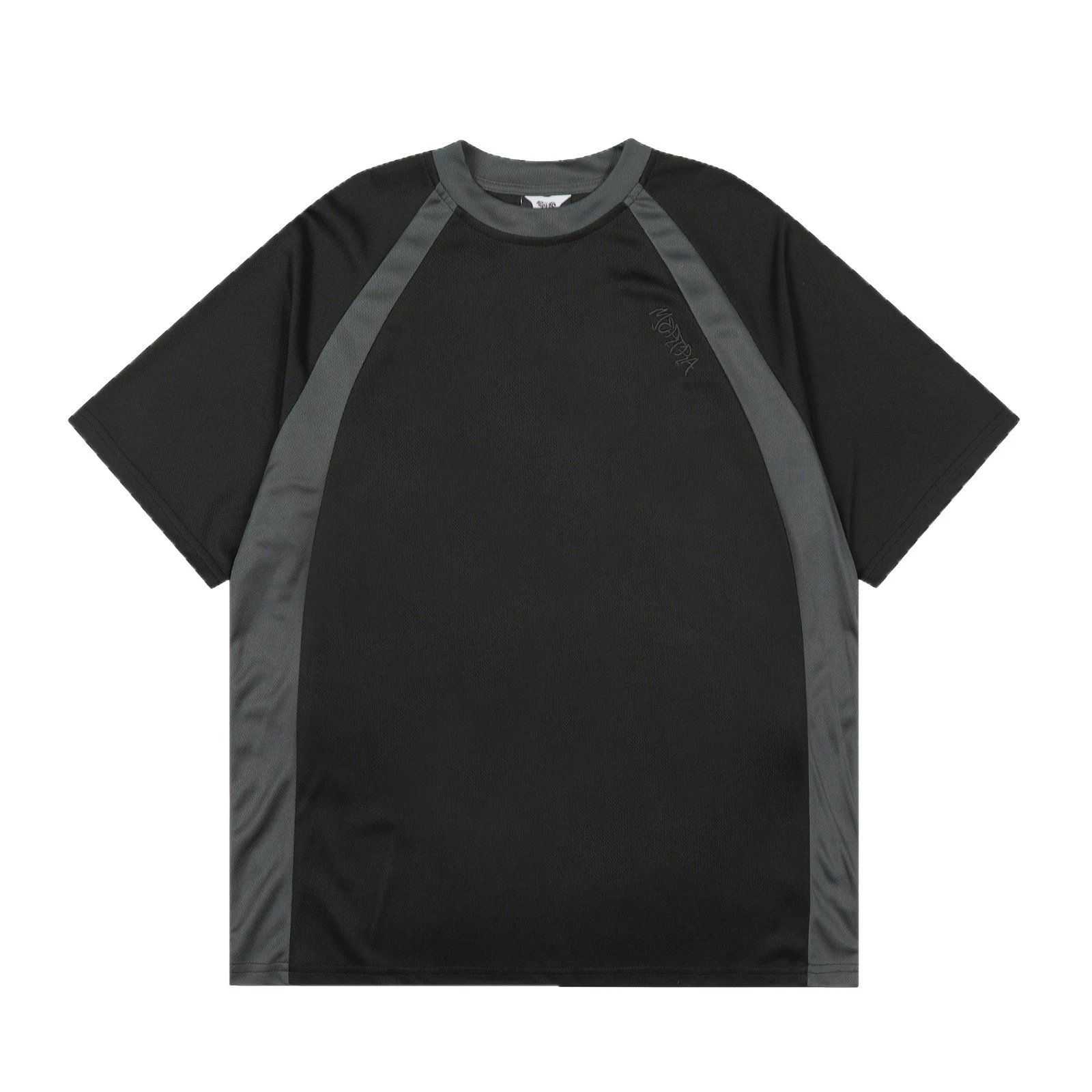 Black Gray Panelled Performance T-Shirt