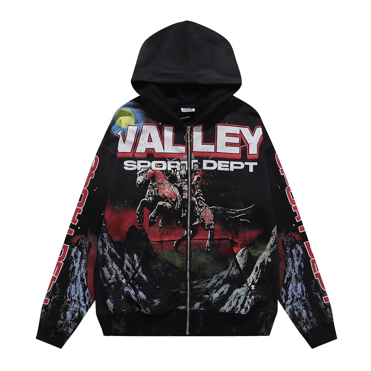 Valley Sport Dept Black Graphic Zip-Up Hoodie