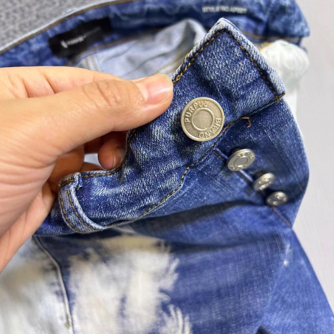 Purple Brand Distressed Blue Bleach Splatter Flare Jeans