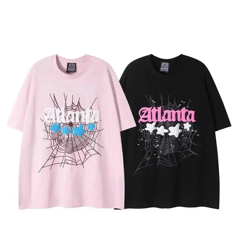 Spider Web Print Graphic T-Shirt Assorted Colors Streetwear