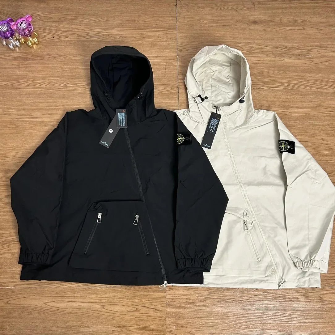 Stone Island Grey Hooded Windbreaker Jacket