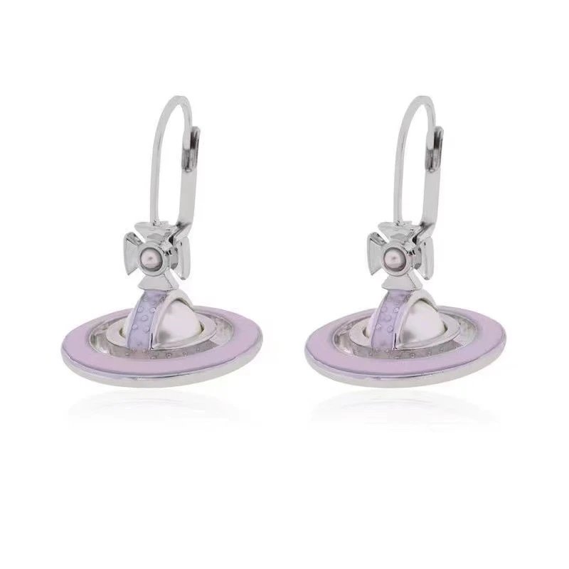 Vivienne Westwood Orb Silver Gold Rose Blue Enamel Earrings