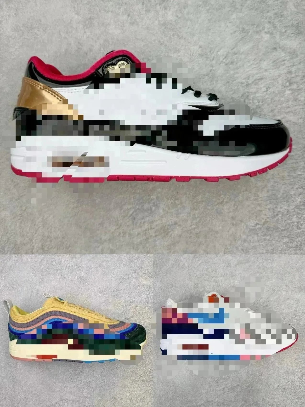 Nike Air Max 1 White Black Gold Pink Casual Sneakers