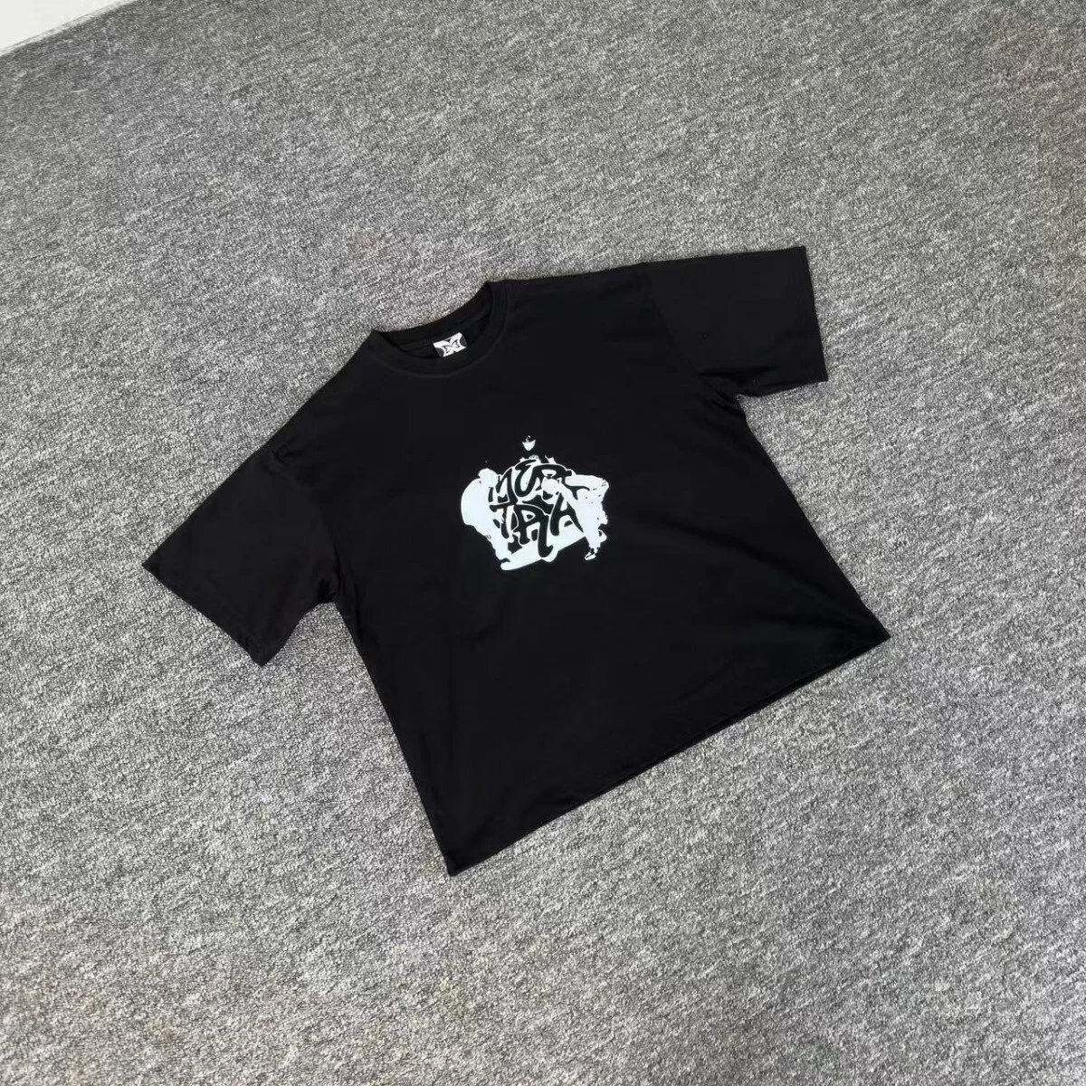 Black Cotton Oversized Crewneck T-Shirt