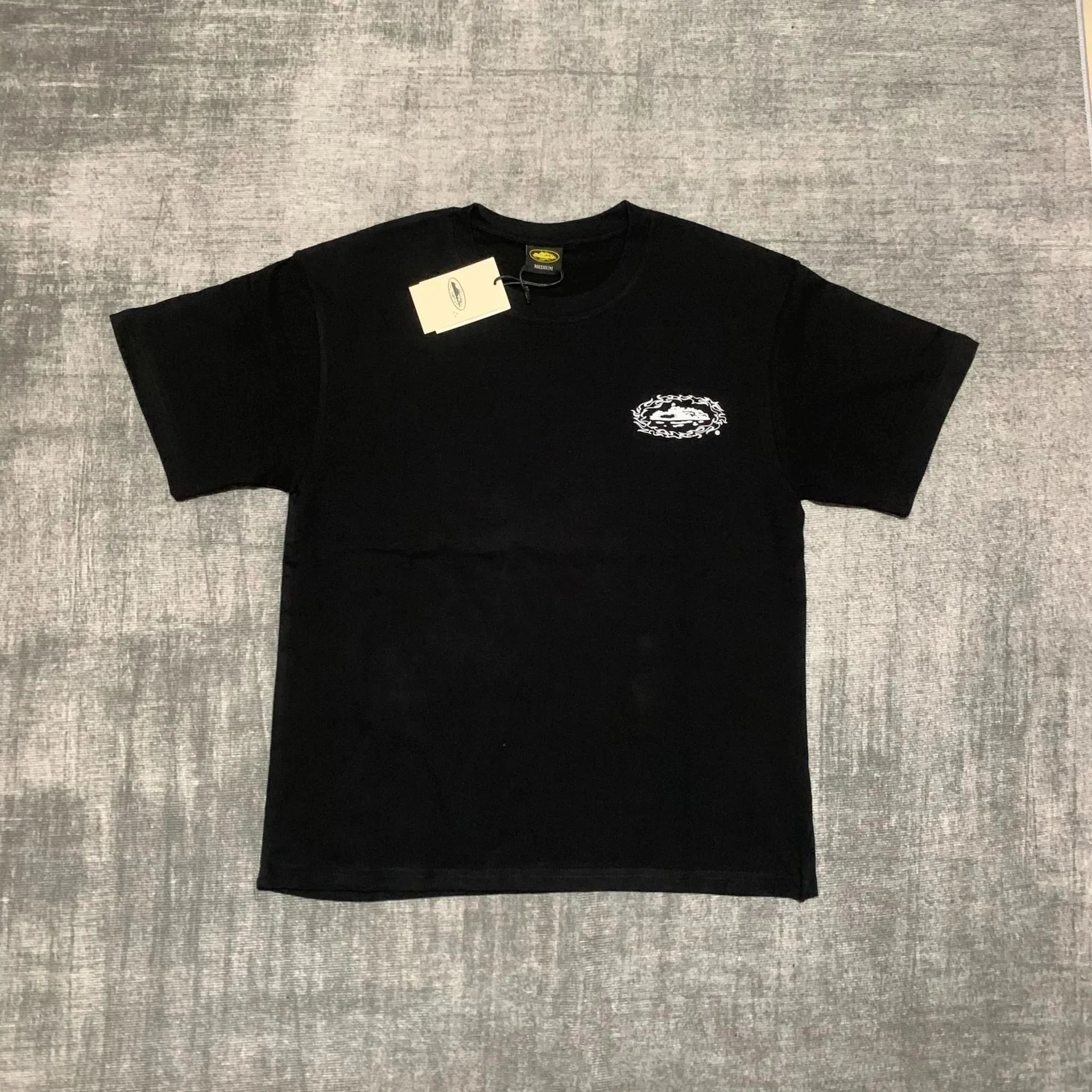 Graphic Print White Black Short Sleeve Crew Neck T-Shirt