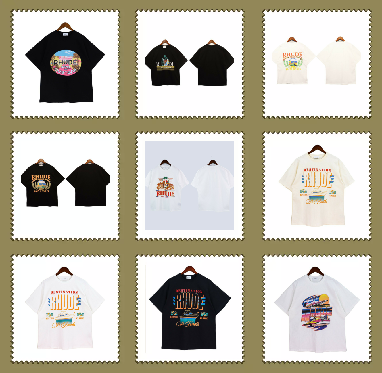 Rhude Graphic Print White Black Casual T-Shirt