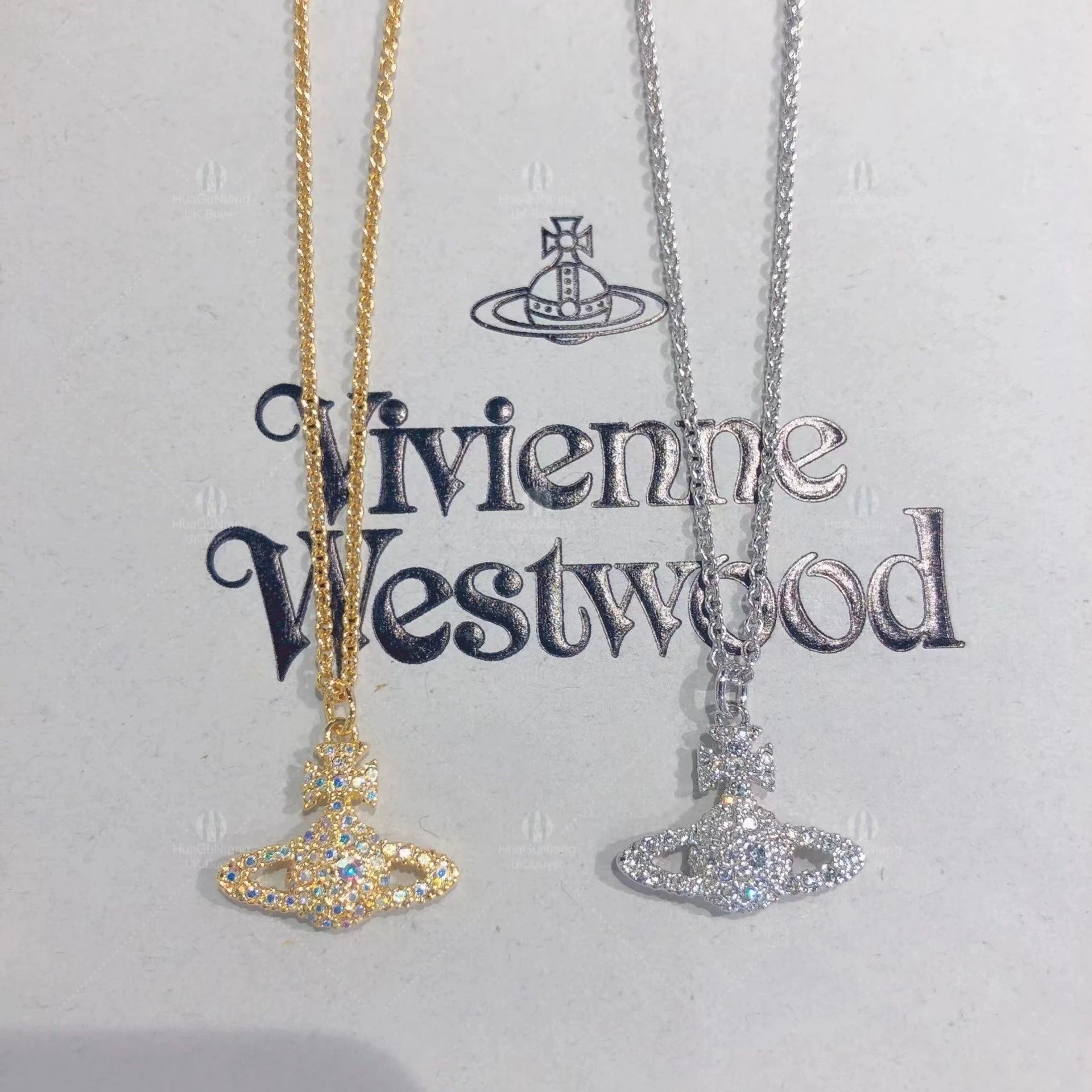 Vivienne Westwood Orb Gold Silver Crystal Pendant Necklace