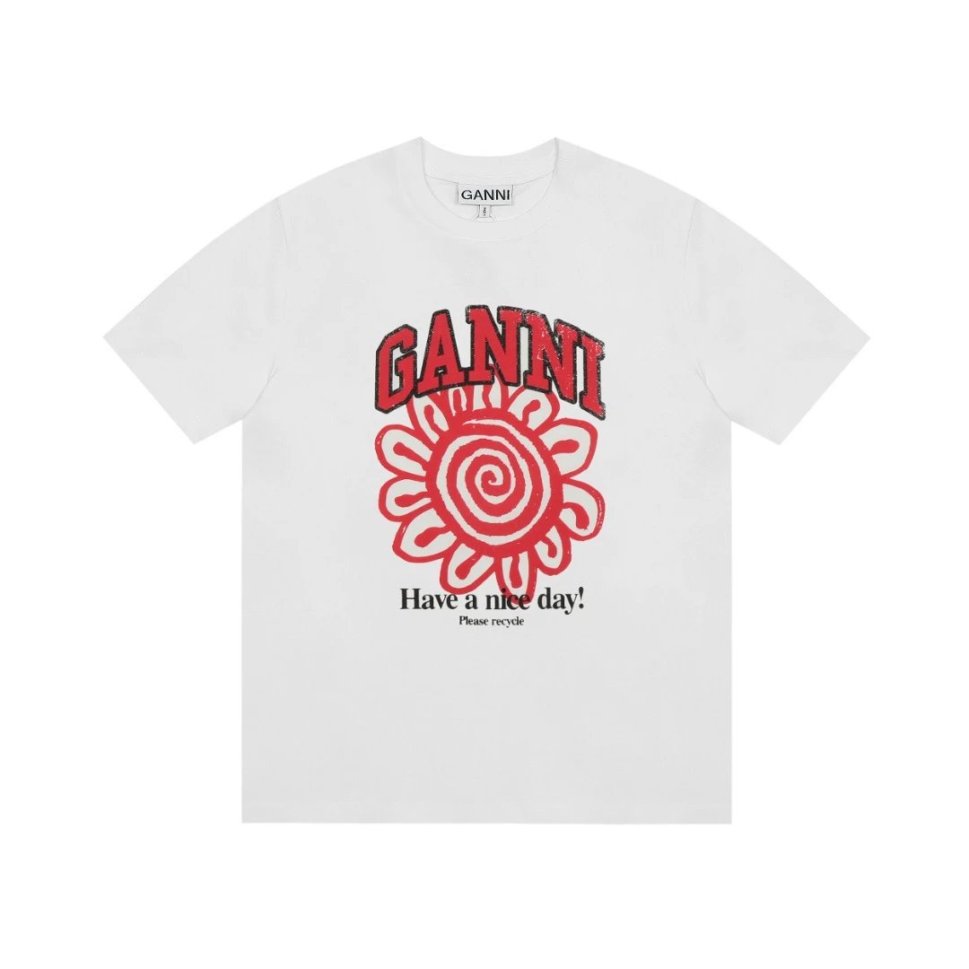 GANNI T-Shirts Graphic Print — G45 white and red