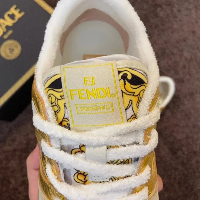 Fendi Sneakers Low-top lace-up leather and suede product detail image 22