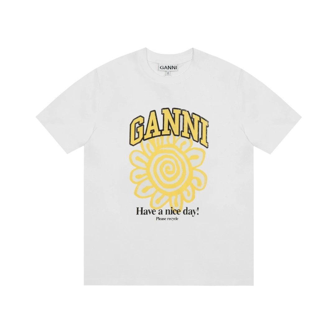 GANNI T-Shirts Graphic Print — G45 white-yellow