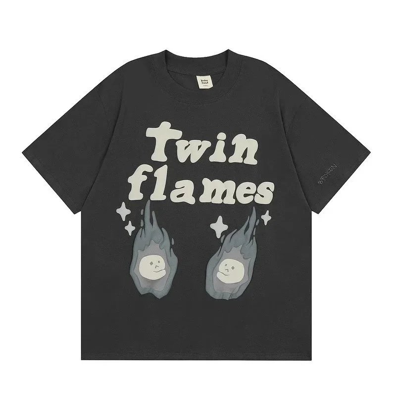 Twin Flames Black Graphic Print Streetwear T-Shirt