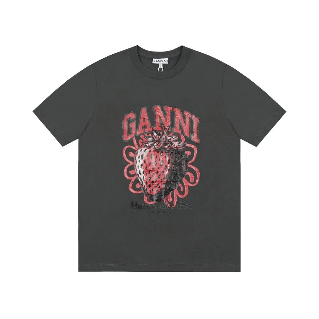 GANNI T-Shirts Graphic Print — G46 Carbon Black