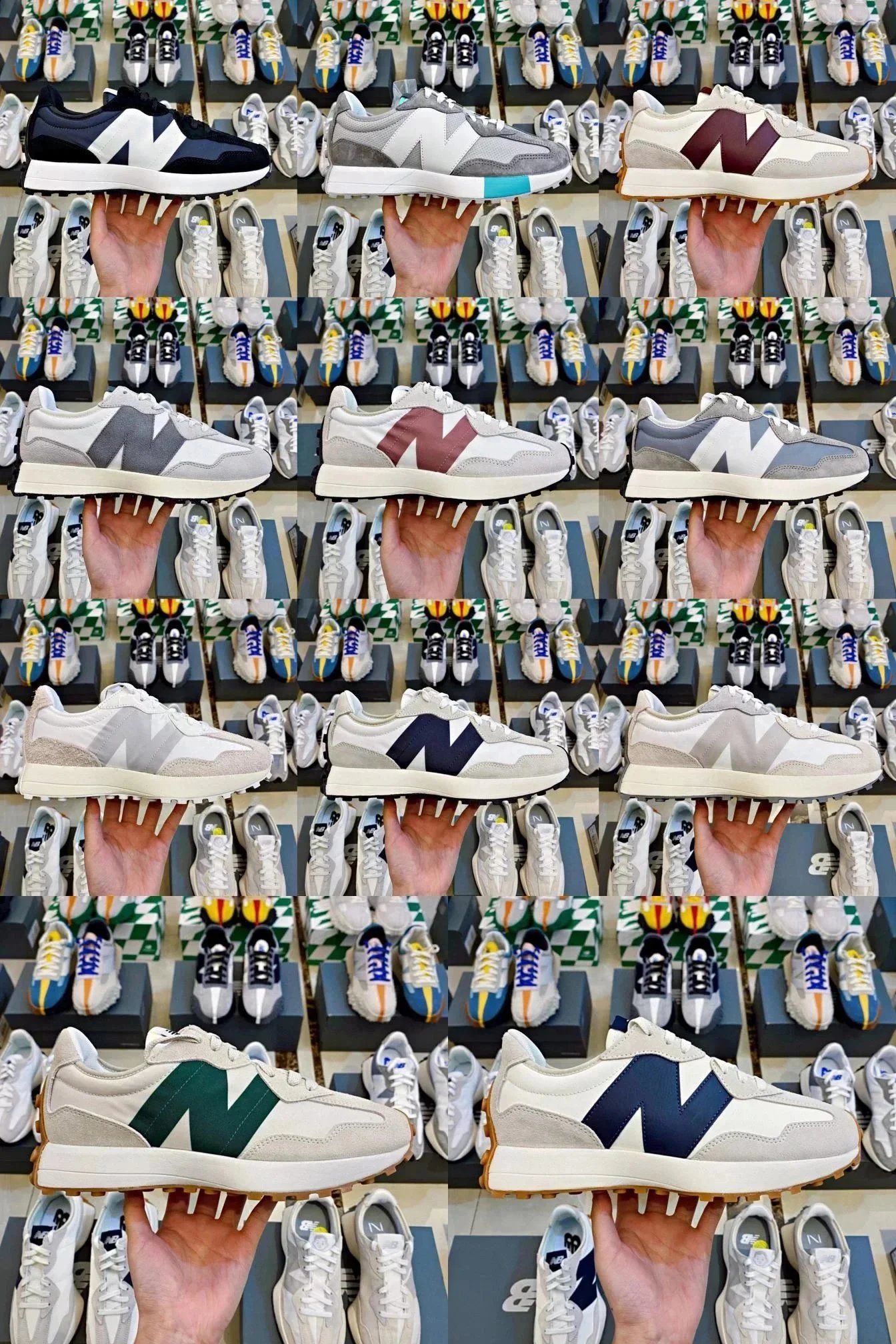 New Balance 327 White Grey Navy Casual Sneakers