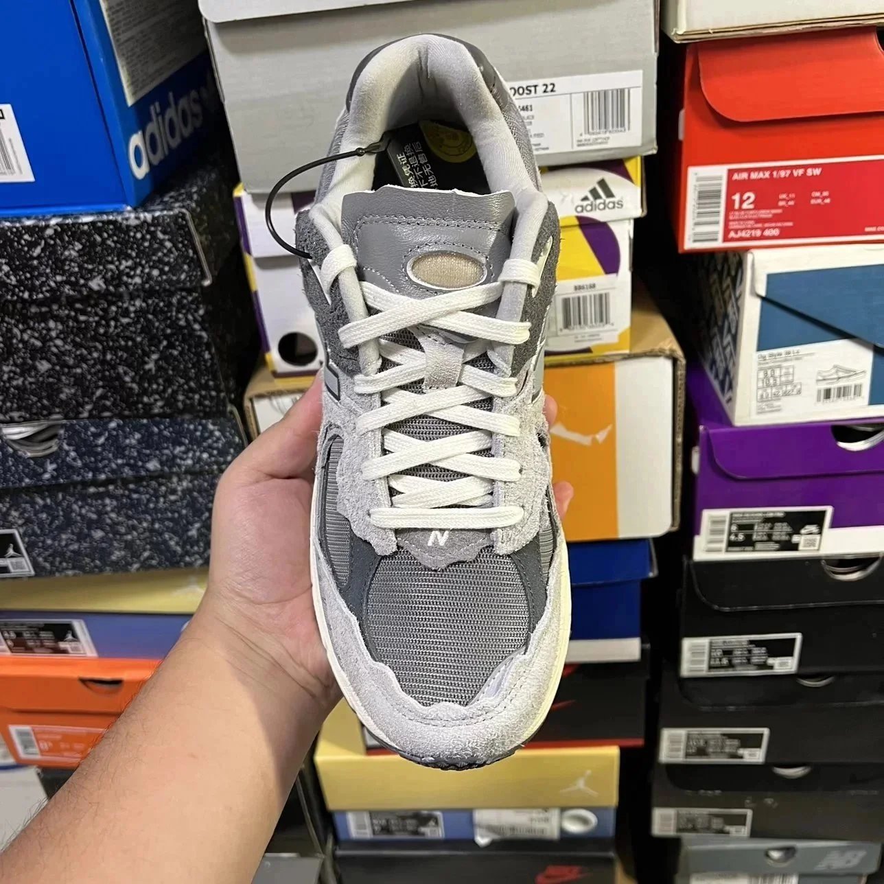 New Balance 2002R Grey Suede Mesh Running Sneakers