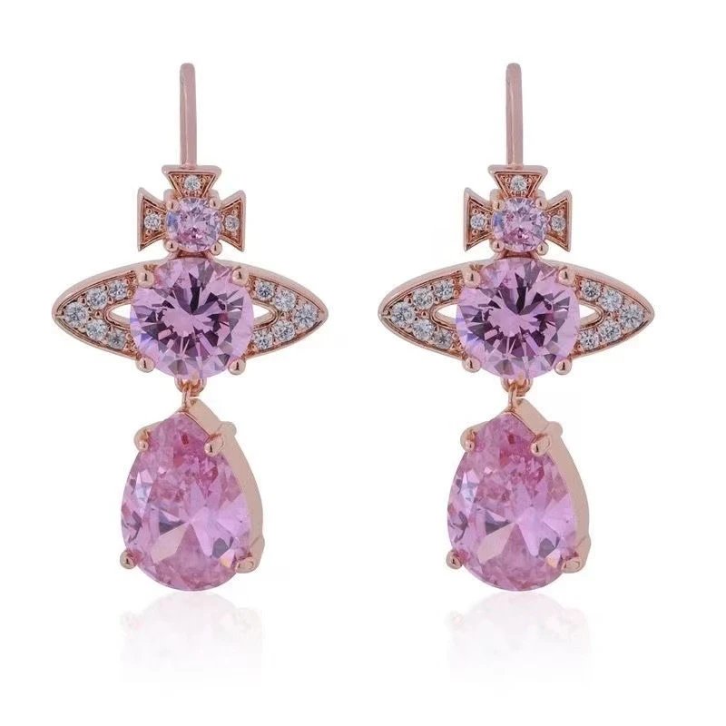 Vivienne Westwood Orb Gold Clear Crystal Drop Earrings