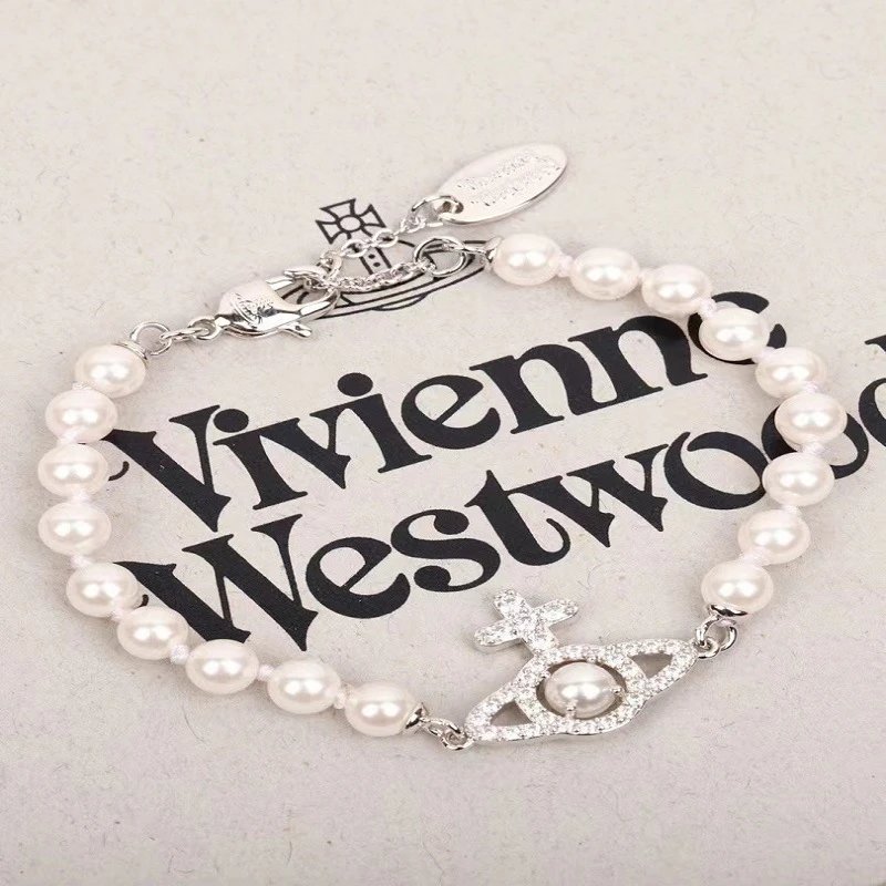Pearl Crystal Cross Charm Bracelet White Elegant Jewelry