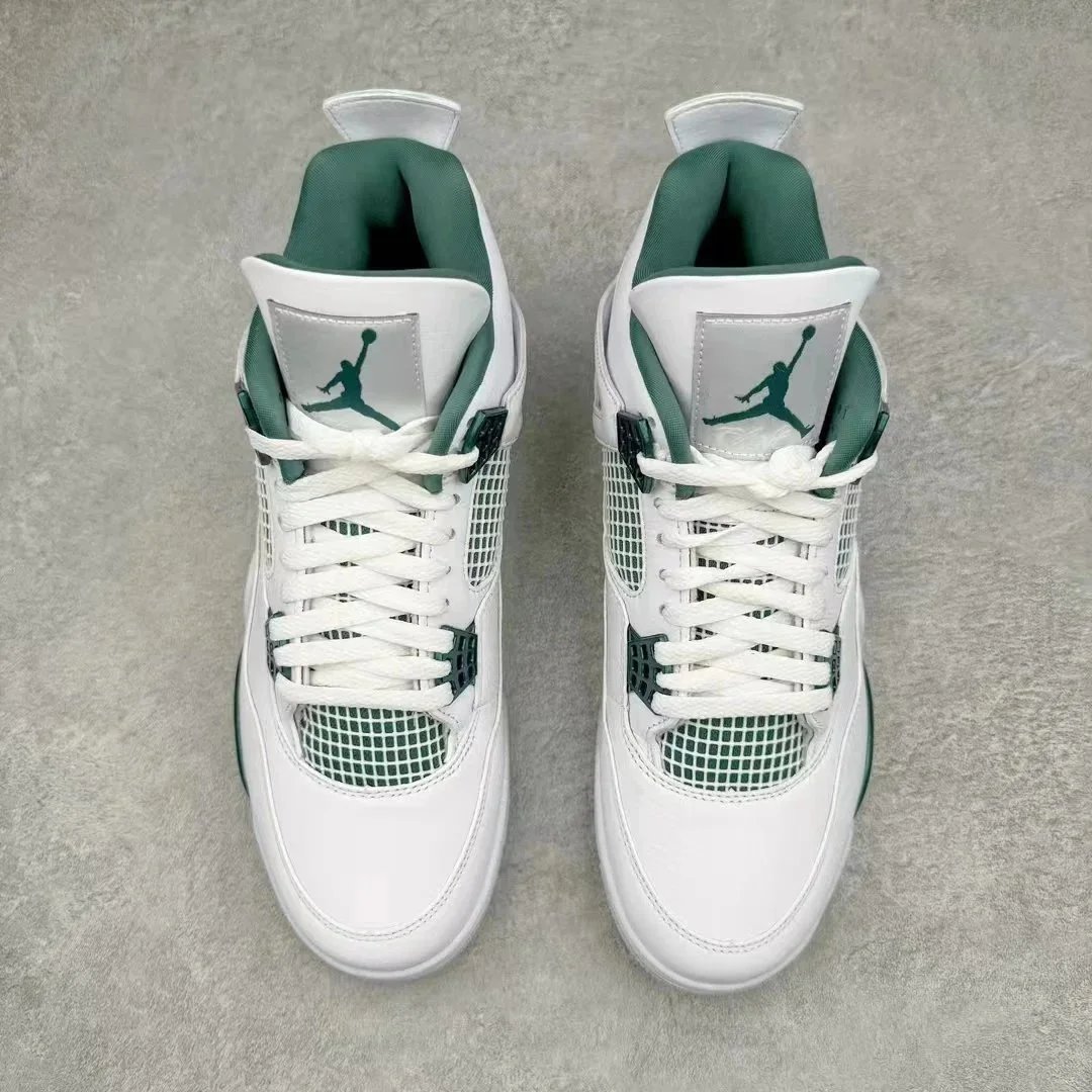 Nike Air Jordan 4 Green White Black Retro Basketball Sneakers