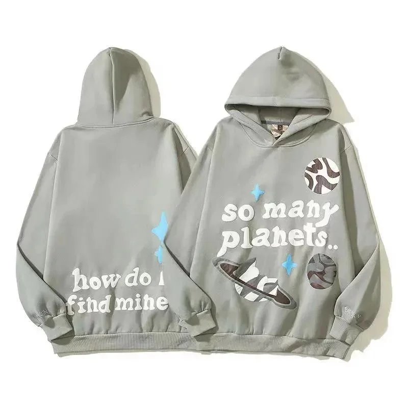 Cosmic Print Hooded Sweatshirt Assorted Colors Streetwear