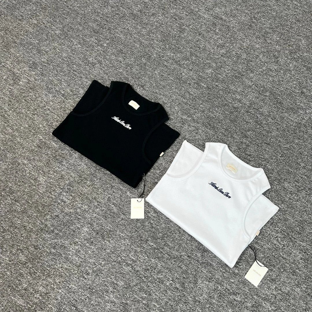 Slim Love Dior Black White Embroidered Tank Top