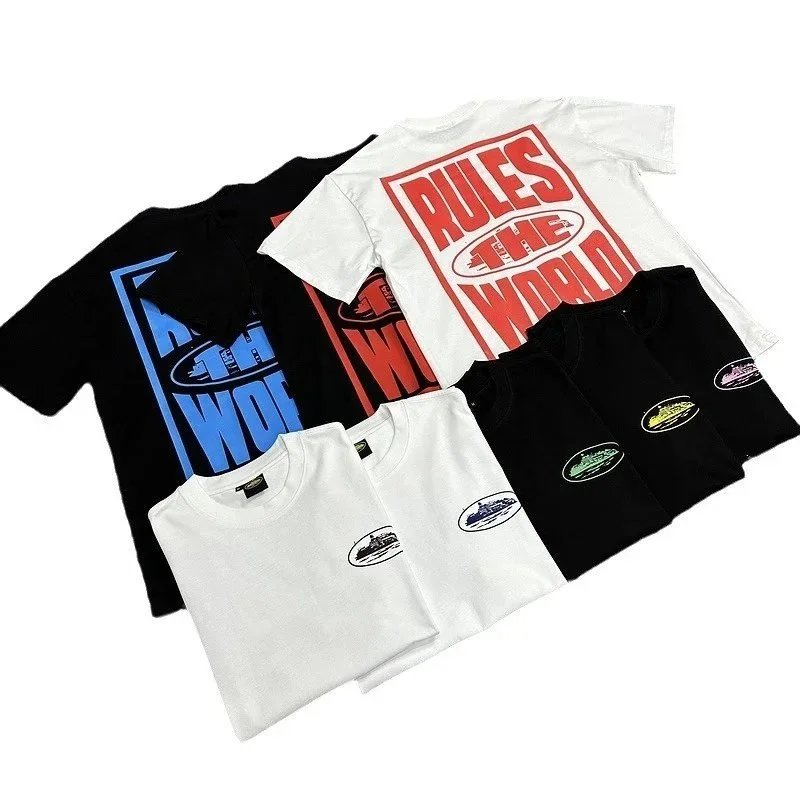 Graphic Print T-Shirt White Black Bold Lettering Streetwear