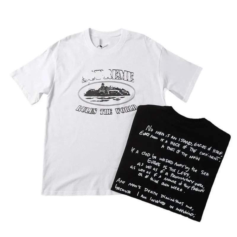 Supreme Cruise Ship Graphic White Tee and Black Quote Print T-Shirt