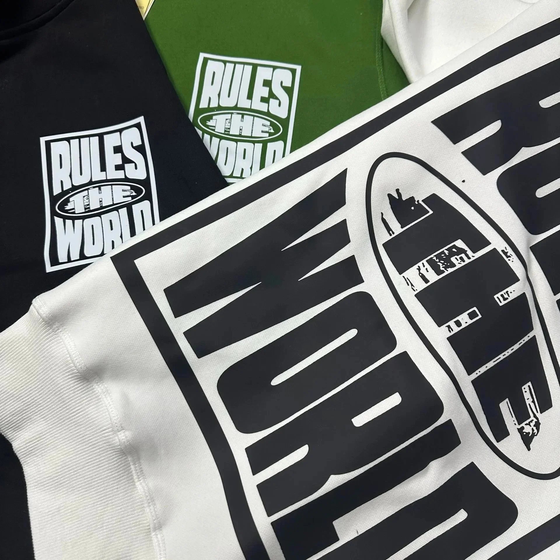 Rules The World Hoodie And Jogger Set Green Black White Streetwear