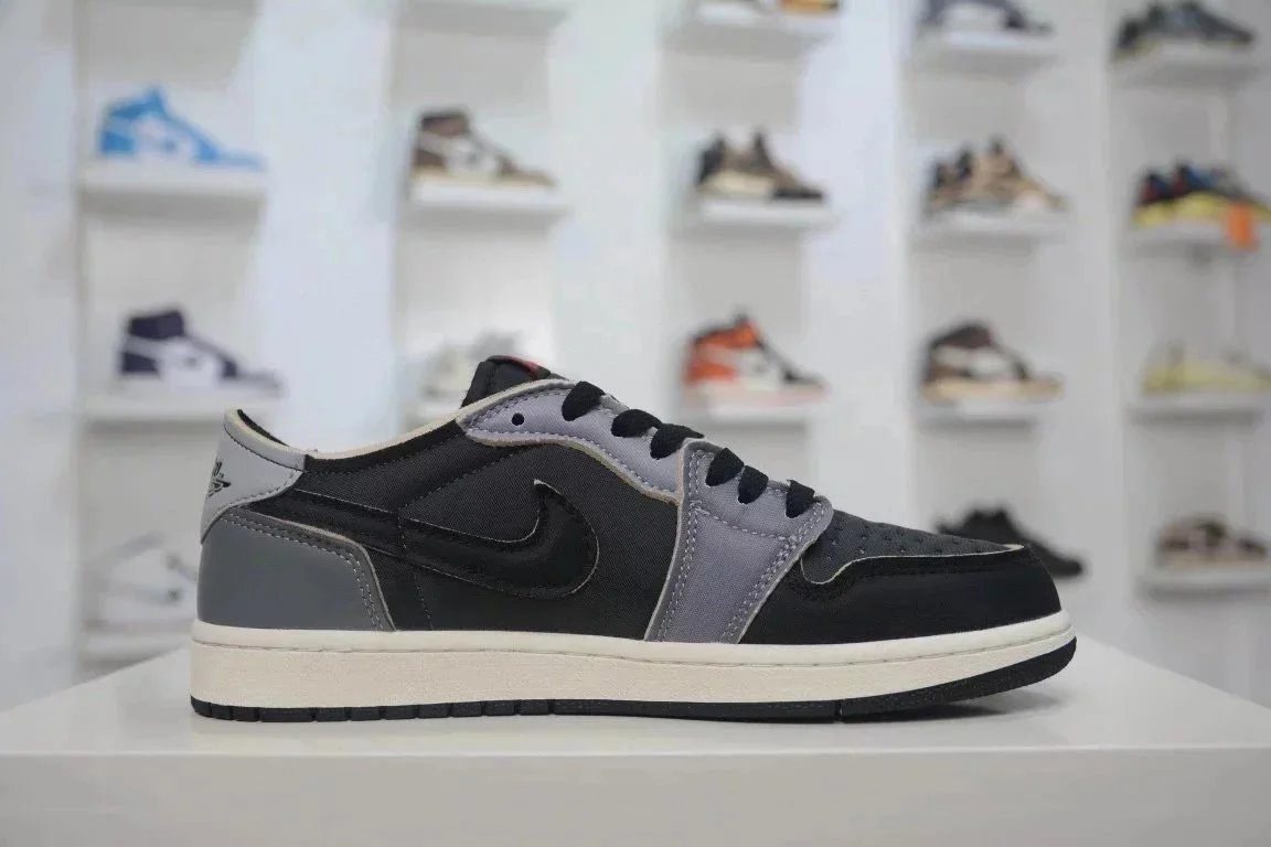 Nike Air Jordan 1 Black Grey Neutral Low Sneakers