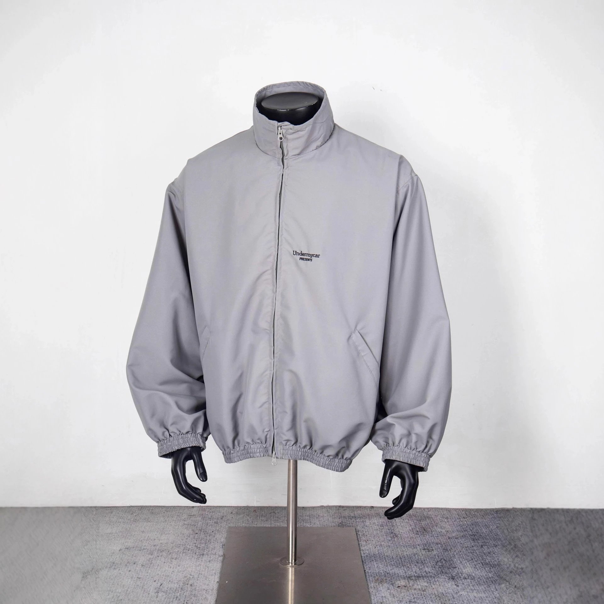 Undermycar Present Grey Stand Collar Windbreaker Jacket