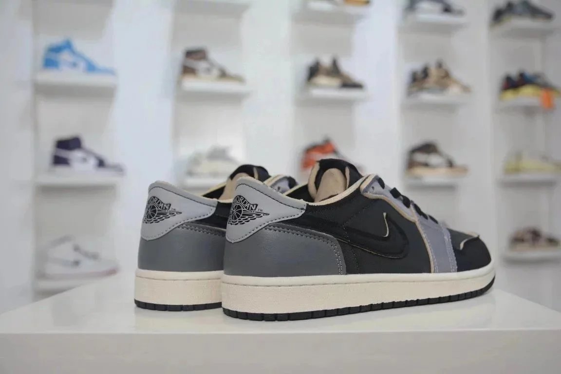 Nike Air Jordan 1 Black Grey Neutral Low Sneakers