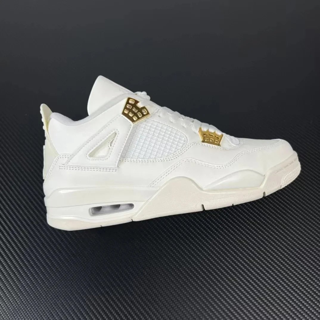 Air Jordan 4 White Gold Metallic Casual Sneakers