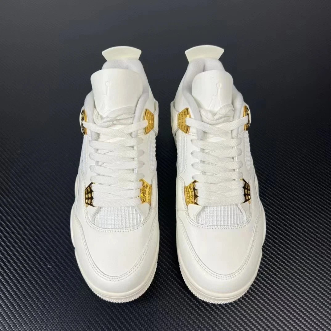 Air Jordan 4 White Gold Metallic Casual Sneakers