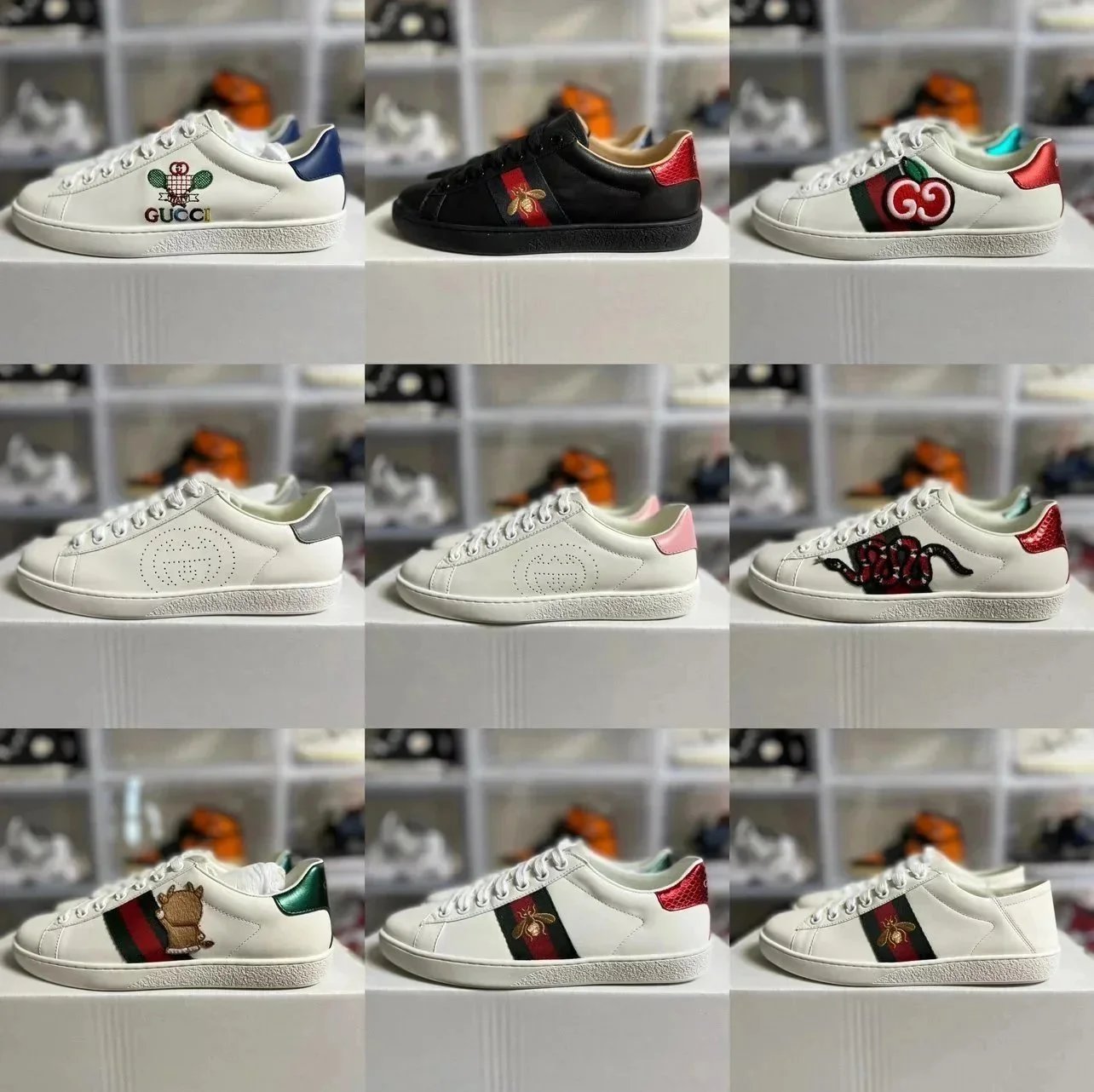 Gucci Ace White Embroidered Sneakers
