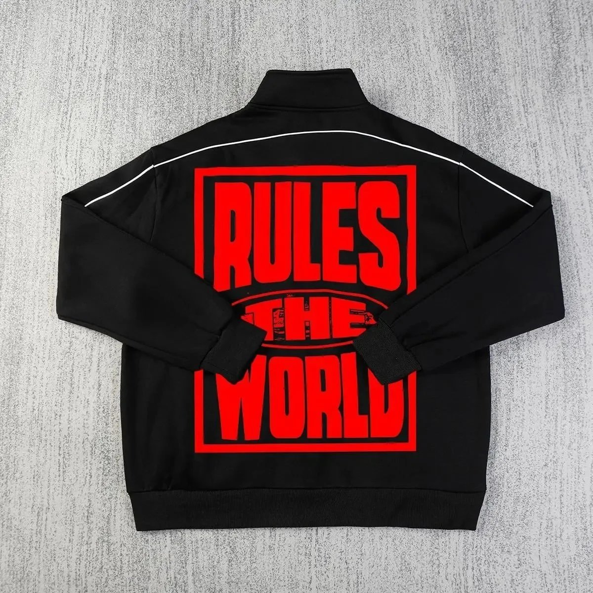 Black Track Jacket and Pants Set Rules The World Graphic Sportswear