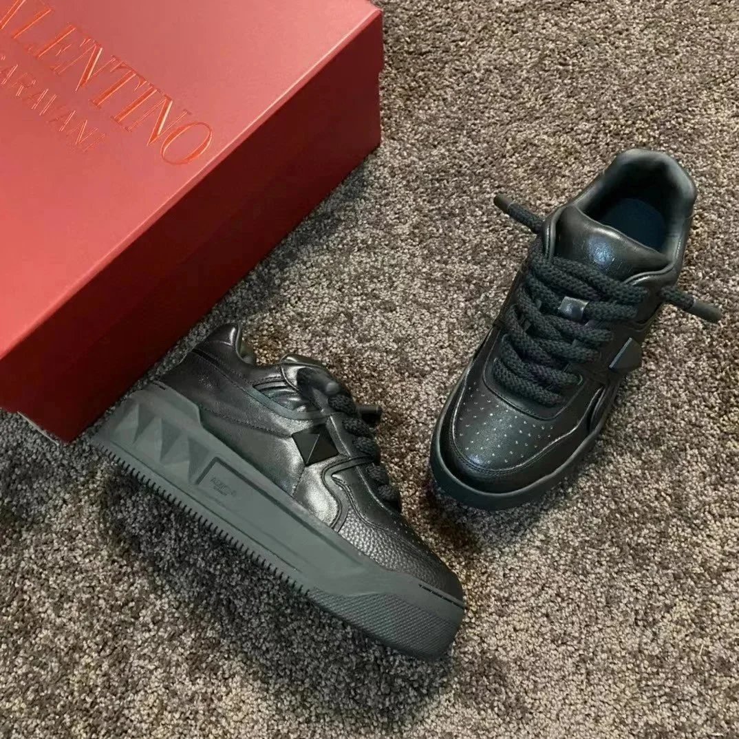 Valentino Rockstud White Gold Accented Platform Sneakers