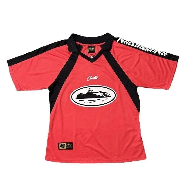 Ruesneworld Soccer Jersey Red Black V-Neck Performance Shirt