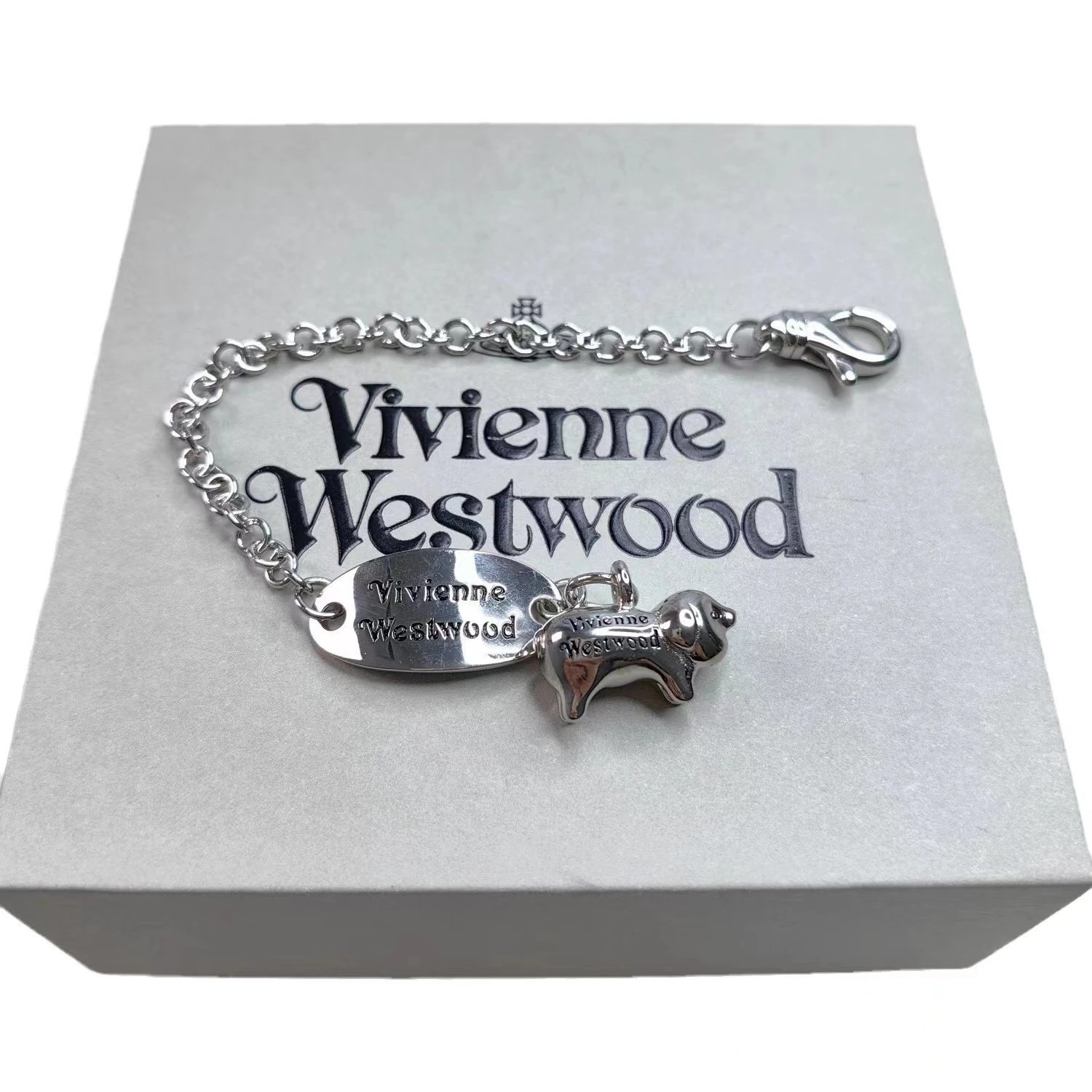 Vivienne Westwood Gold Silver Bear Charm Chain Bracelet