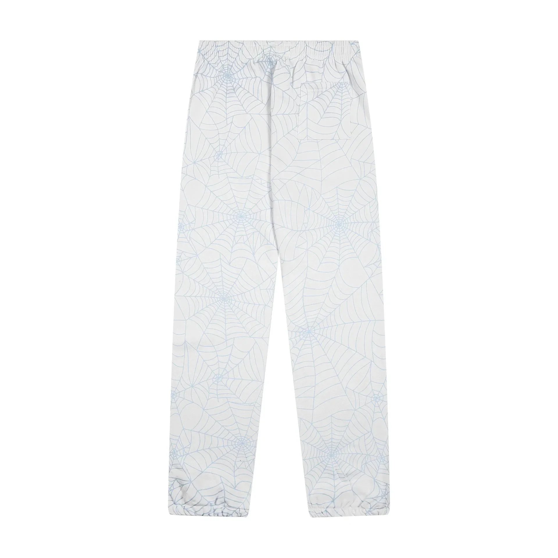 Spider Web Print White Casual Sweatpants