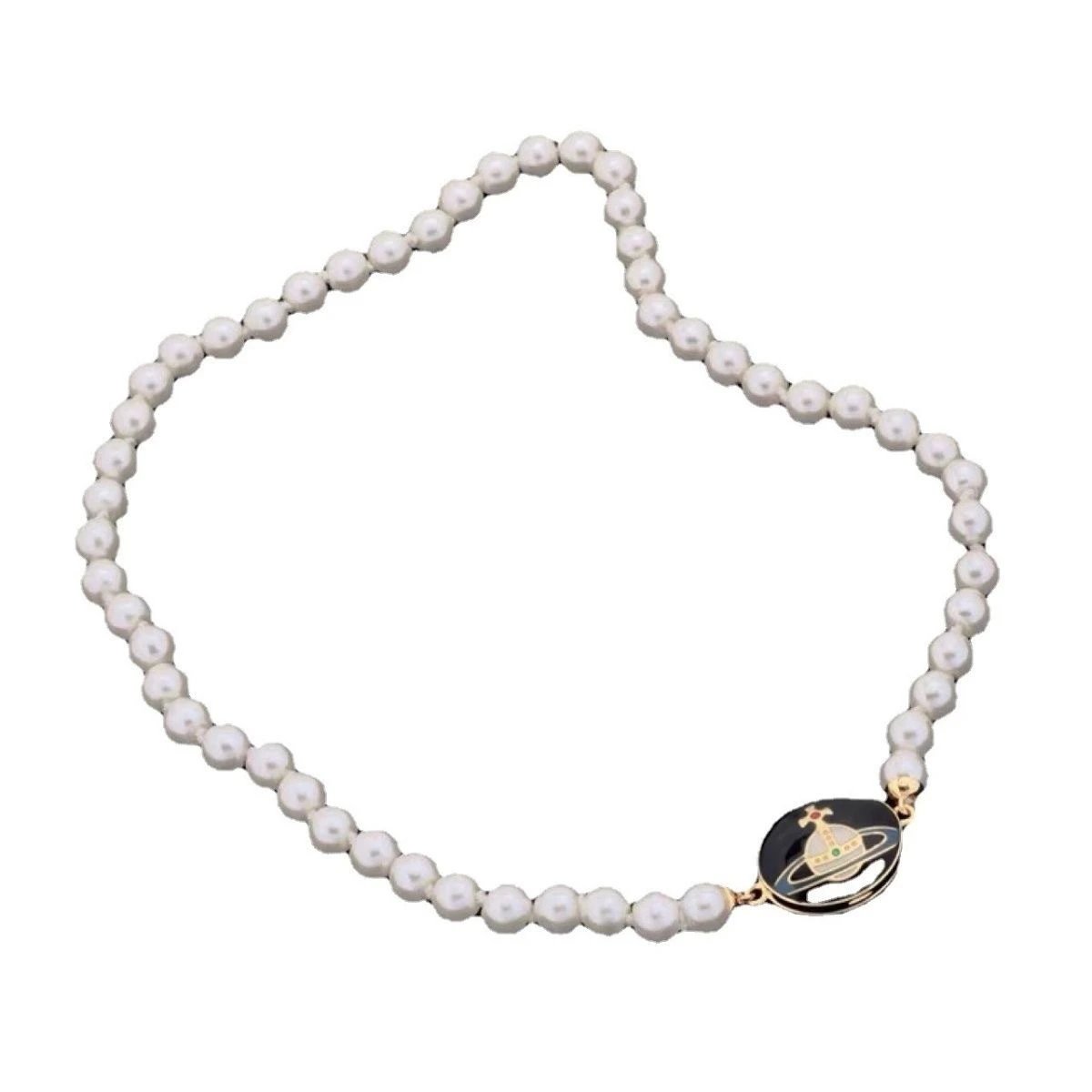 Vivienne Westwood Pearl White Red Orb Charm Necklace