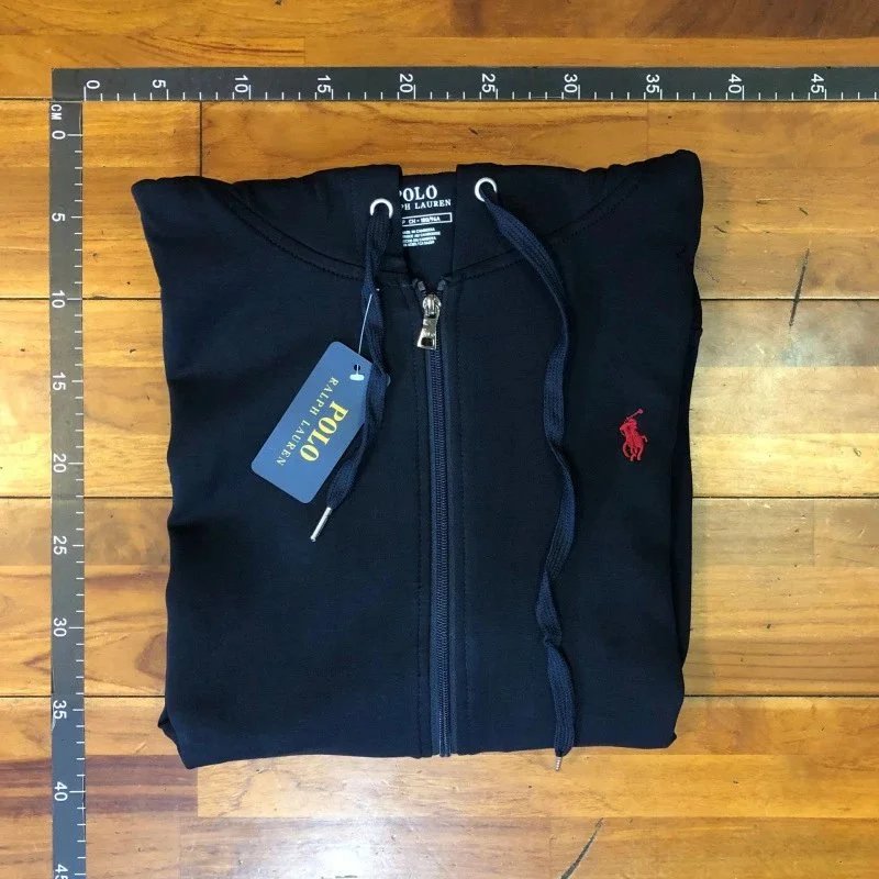 Polo Ralph Lauren Black Red Logo Full Zip Hoodie Set