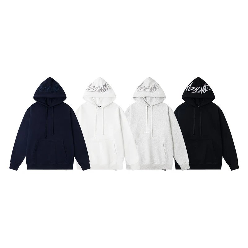 Stussy Classic Logo Black Gray White Navy Hooded Sweatshirt