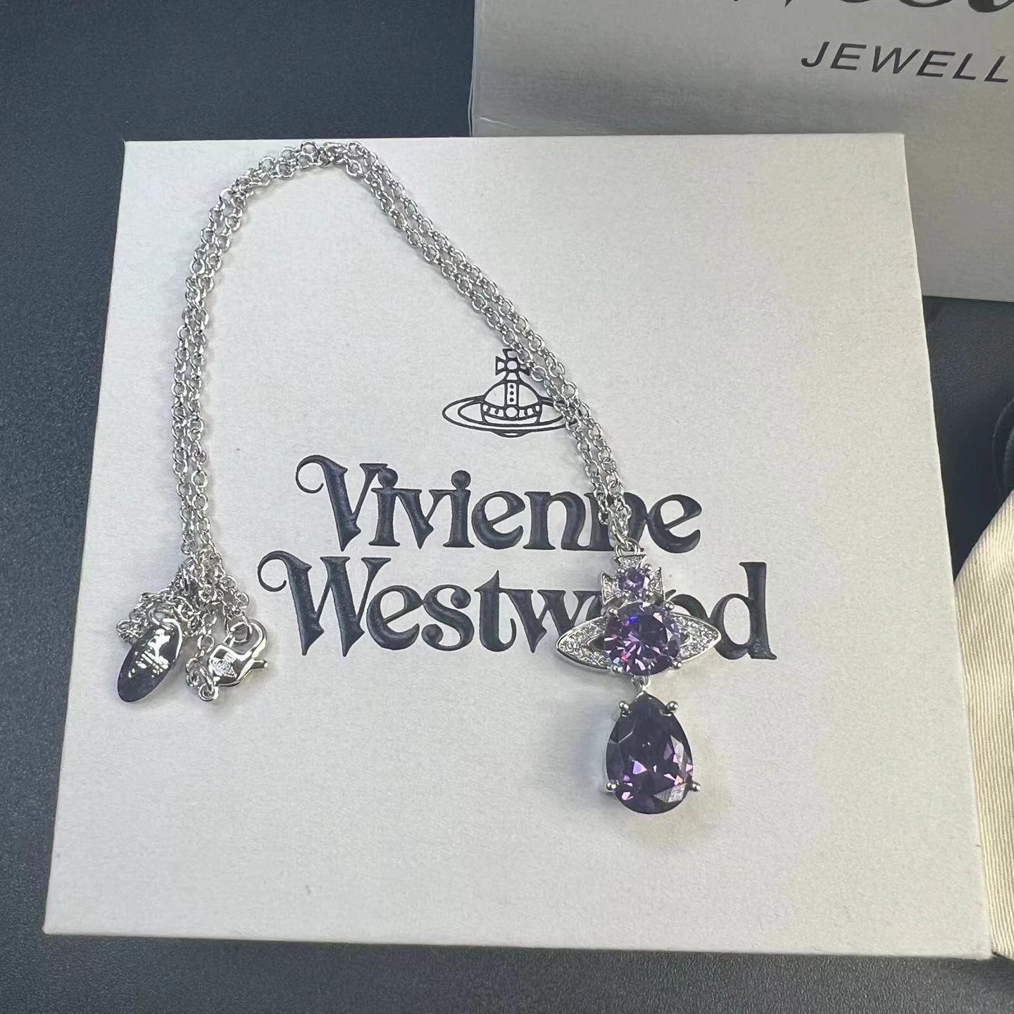 Silver Plated Crystal Pendant Necklace White Elegant Jewelry