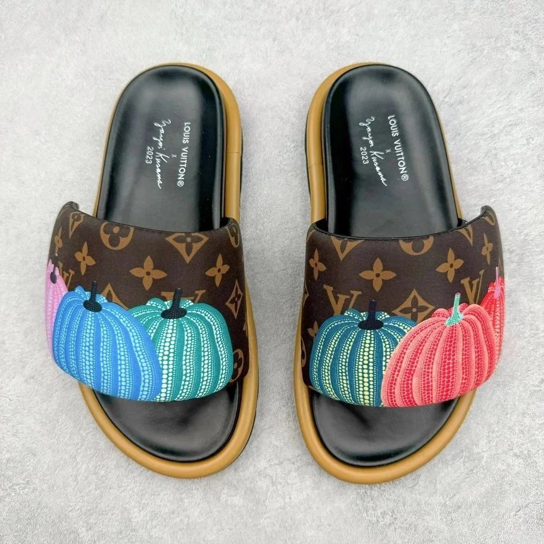 Louis Vuitton x Yayoi Kusama Brown Monogram Slide Sandals