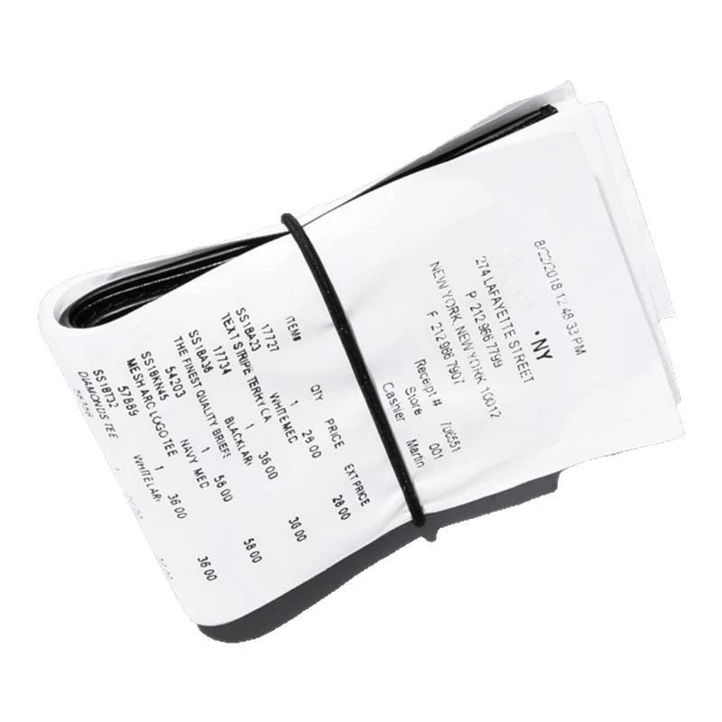Paper Receipt Stack Black Rubber Band Bound Store Policy