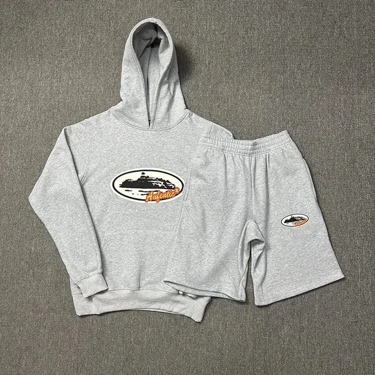 Heavenly Hooded Sweatshirt Set Gray Casual Two Piece