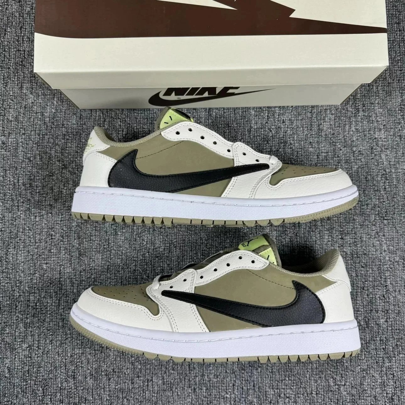 Nike Air Jordan 1 Low Black White Blue Olive Colorblock Sneakers