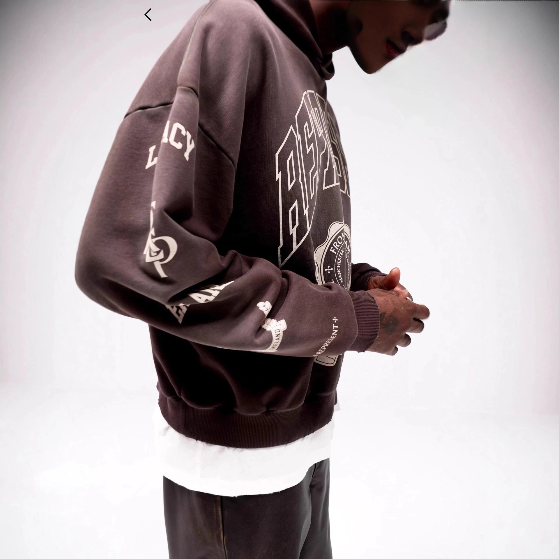 Represent Arch Logo Brown Oversized Hoodie
