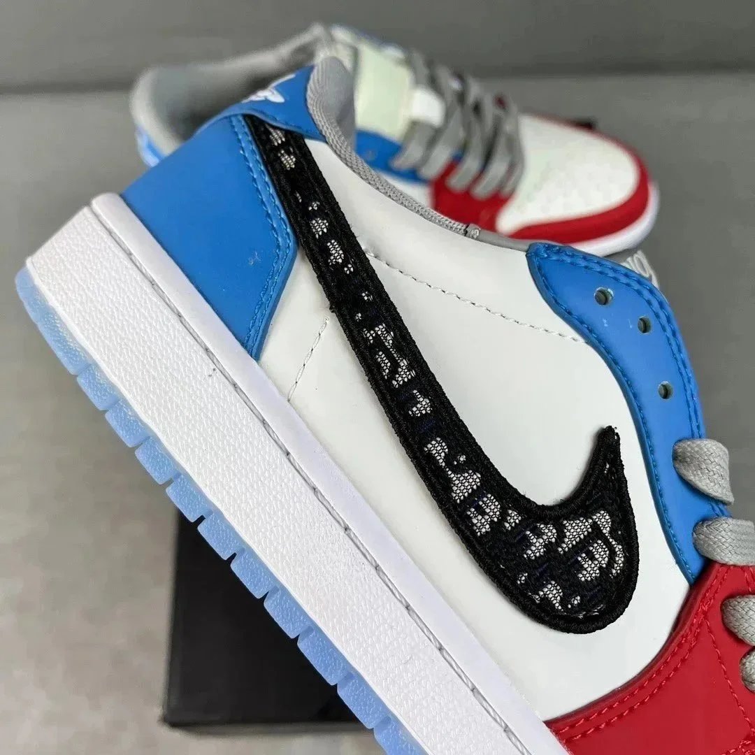 Nike Air Jordan 1 Low Patterned Colorblock Sneakers