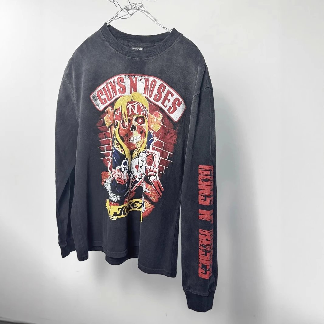 Guns N Roses Vintage Gray Graphic Long Sleeve T-Shirt