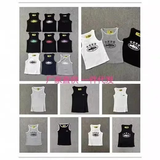 Cotton Tank Top Black White Gray Graphic Print Casual Sleeveless