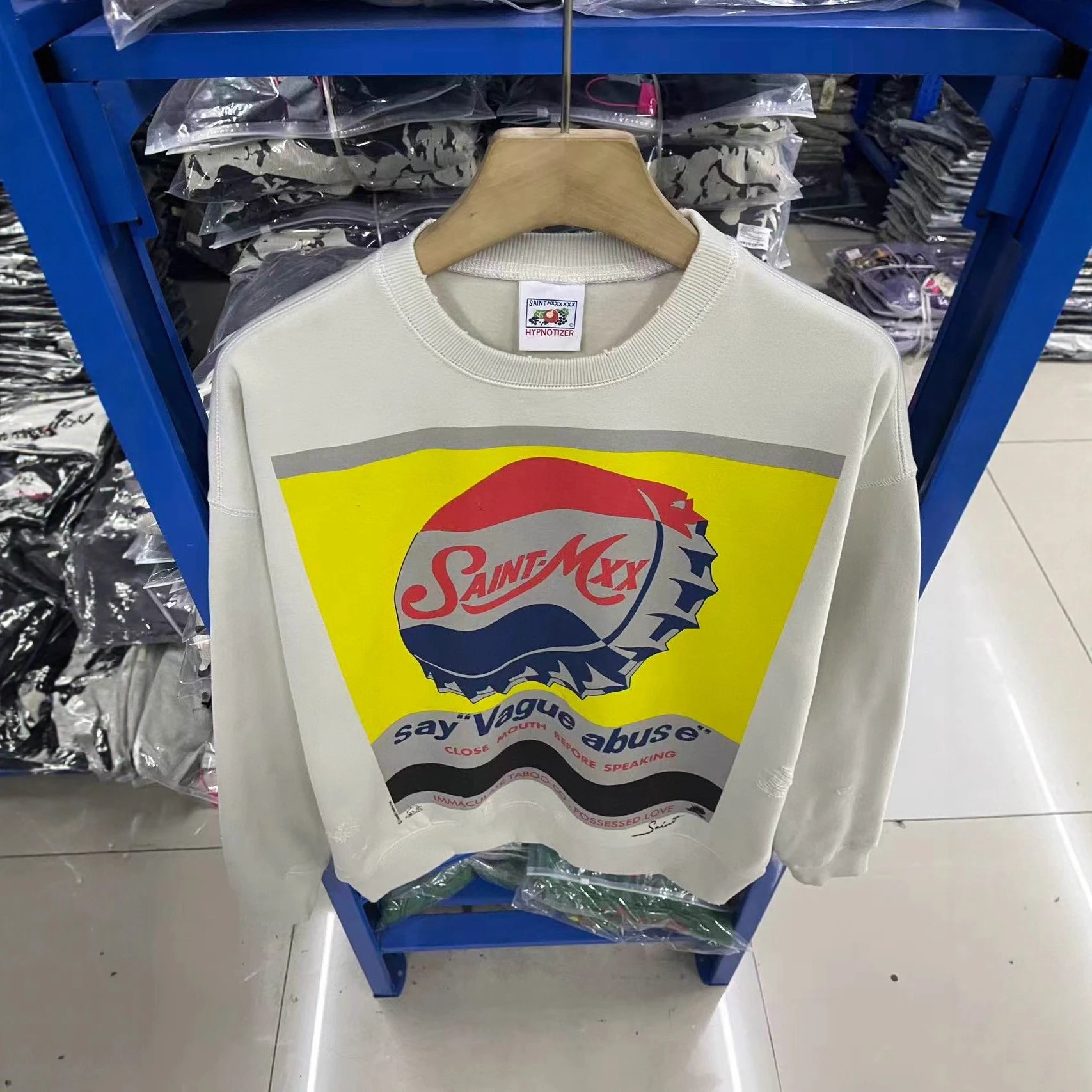 Saint Mxx Off White Graphic Print Distressed Sweatshirt